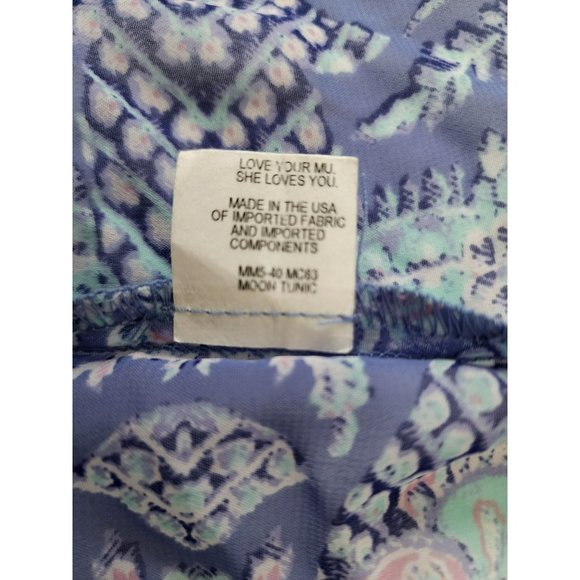 Show Me Your Mumu Floral Flowy Batwing "Moon" Tunic Top Blue/White Size X-Small - Picture 6 of 9